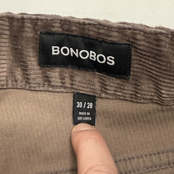 Bonobos Jeans Mens 30x28 Brown Corduroy Slim Fit 5-Pockets Casual Preppy Pants - Picture 6 of 11